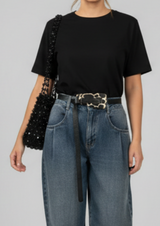 Cinturón Nudo Pequeño Animal Negro