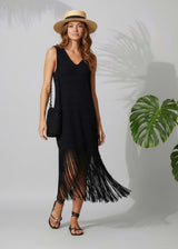 Vestido Flecos Negro