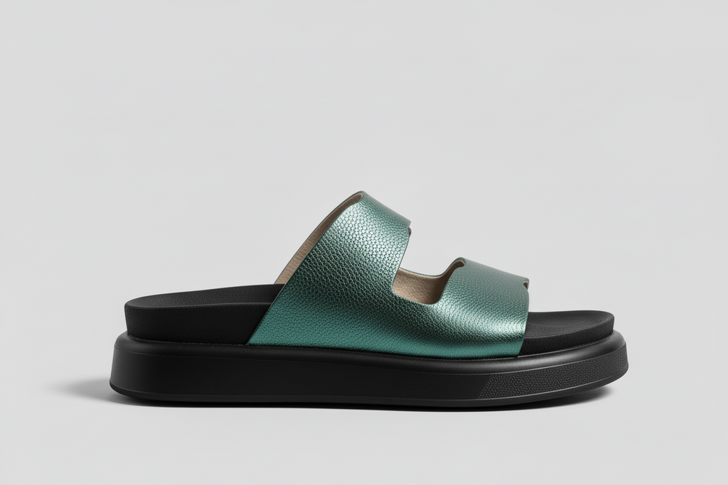 Sandalias Caro Verde Metalizadas