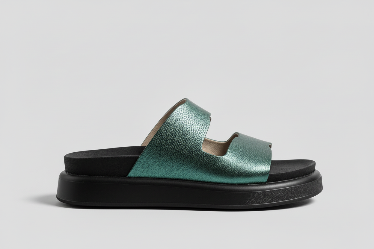 Sandalias Caro Verde Metalizadas