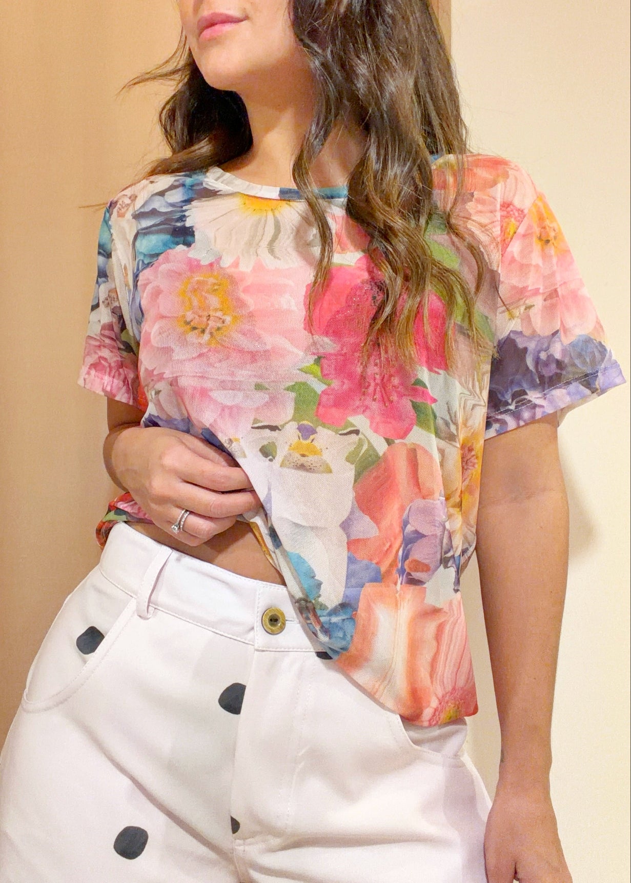 Blusa Nitida Flores Mesh