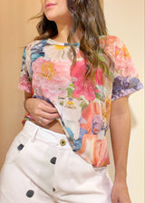 Blusa Nitida Flores Mesh