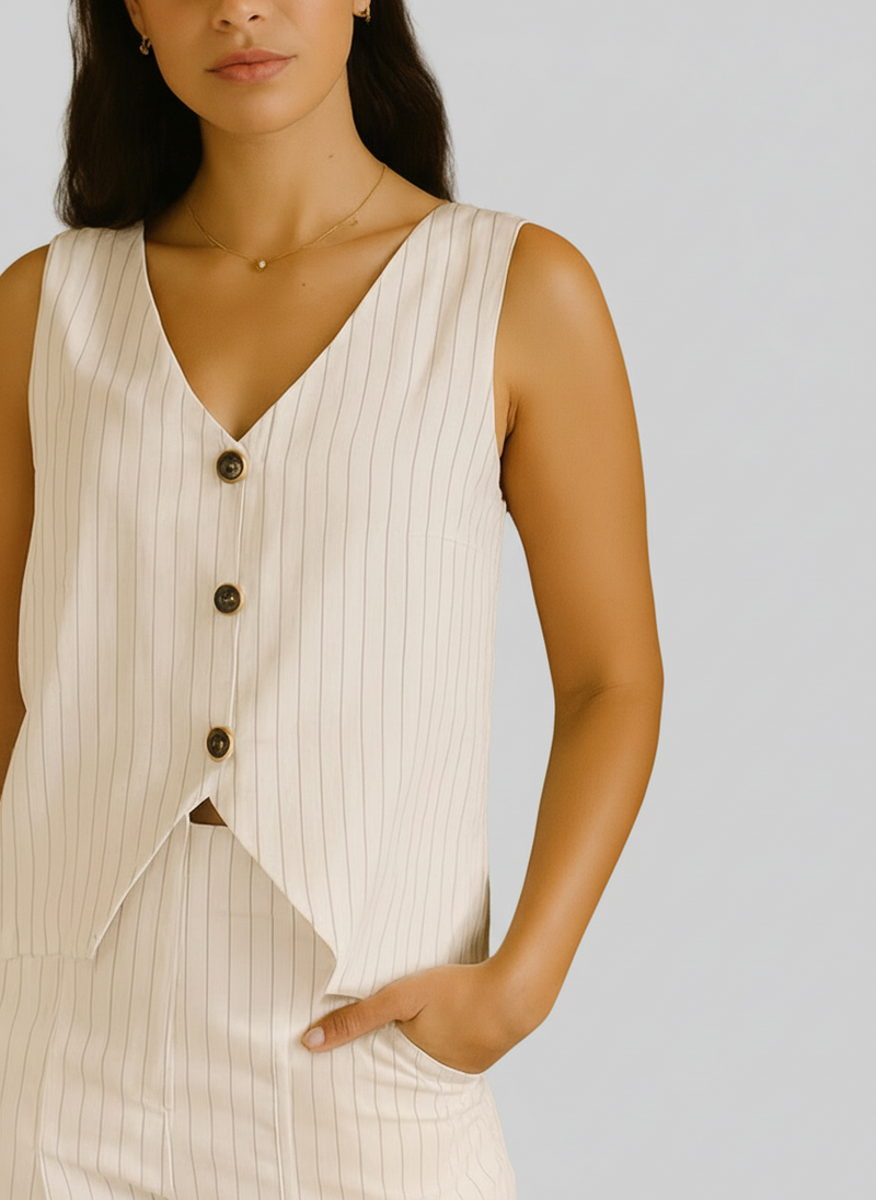 Chaleco Astor Rayas Blanco