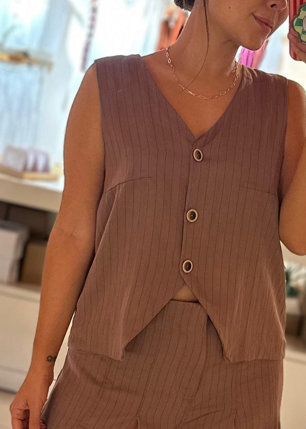 Chaleco Astor Rayas Chocolate