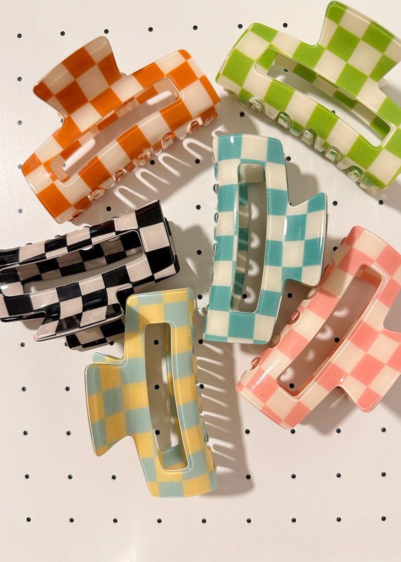 Chess Hair Claw clip multi