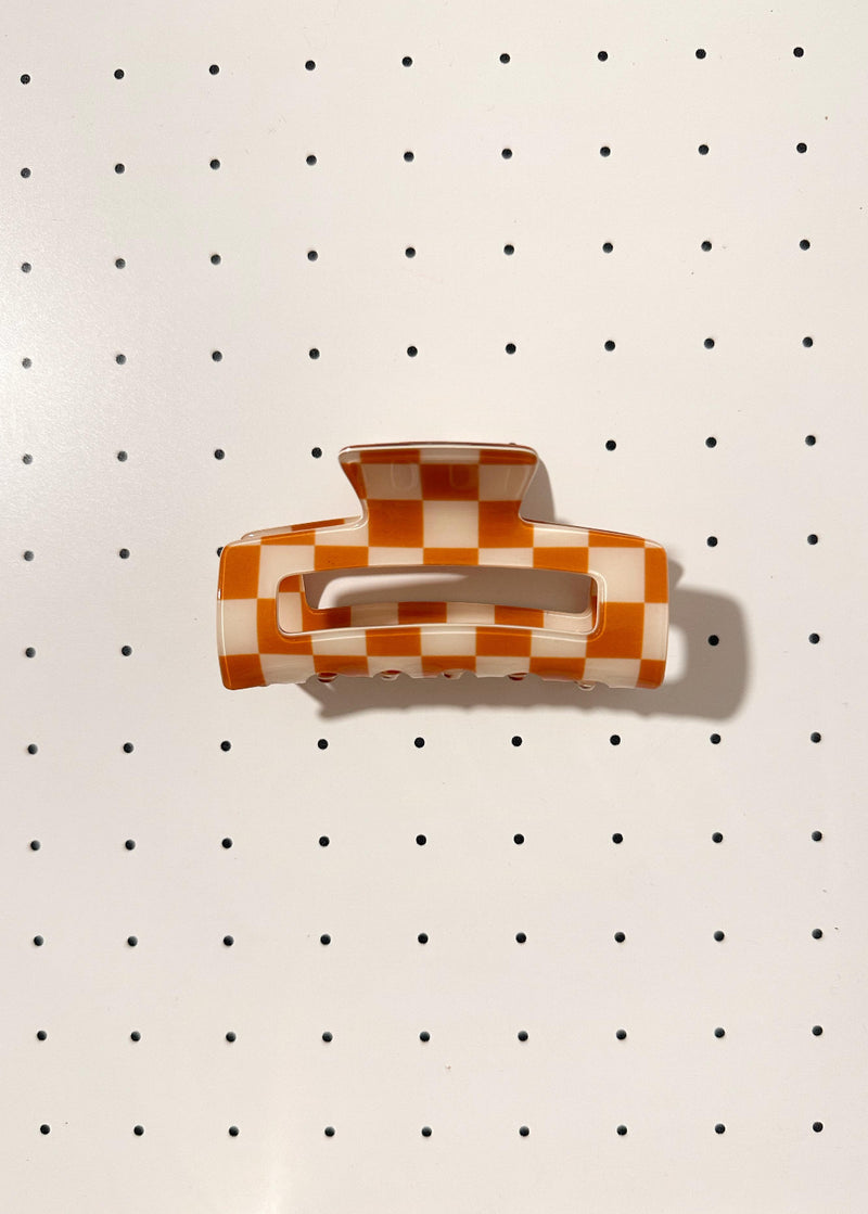 Chess Hair Claw clip naranja