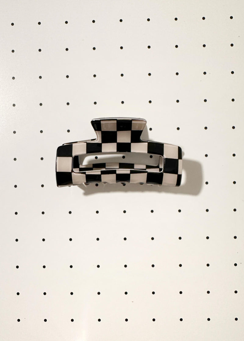 Chess Hair Claw clip negro