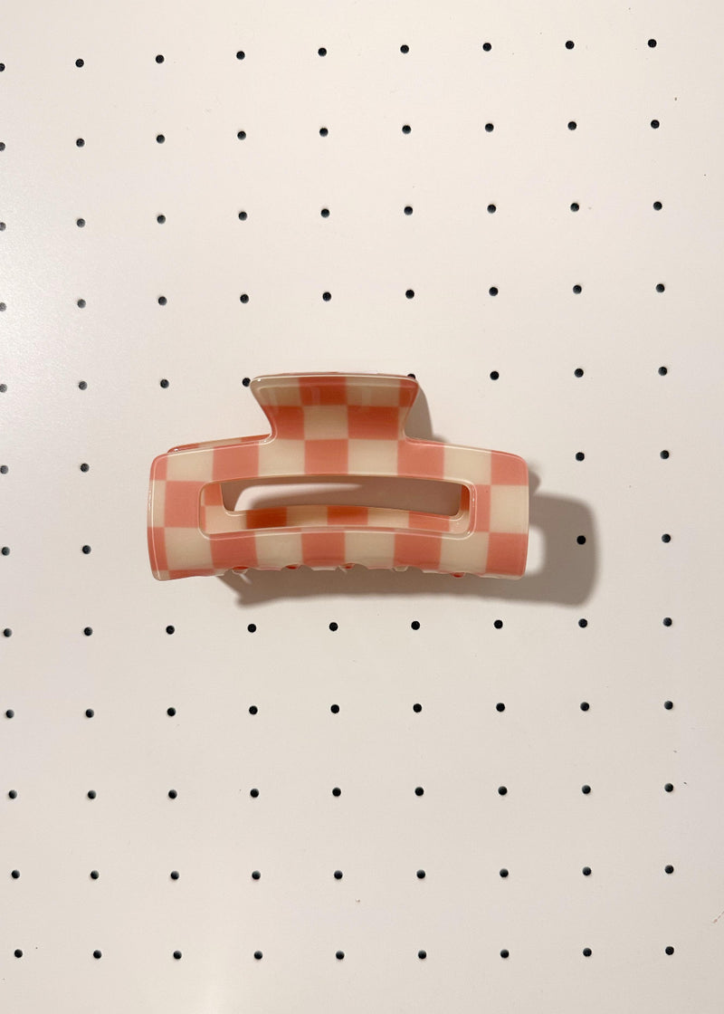 Chess Hair Claw clip rosa