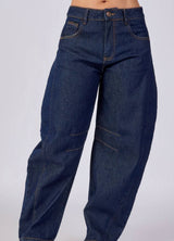 Jean Susi Barrel Azul oscuro