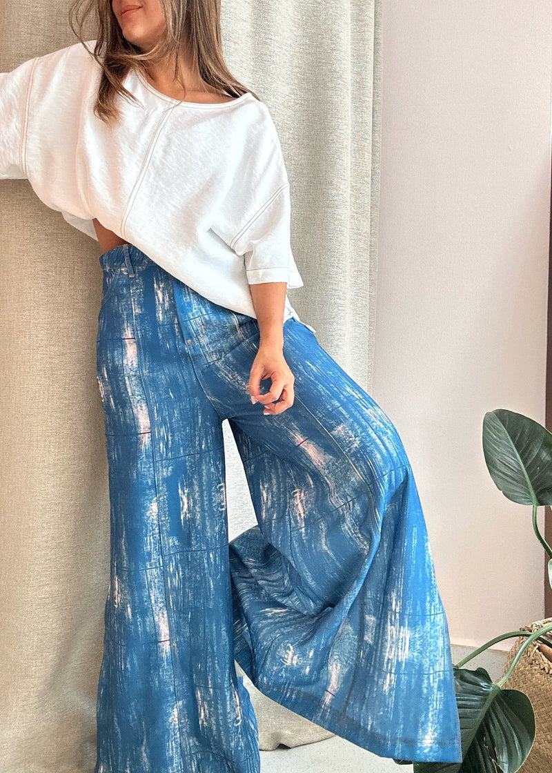 Pantalon Kanab print pinceladas - wide leg