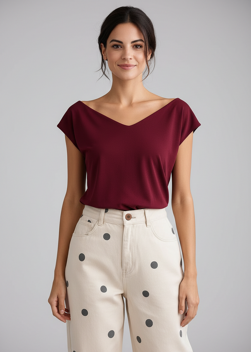 Pantalon Barrel ciel Marfil puntos