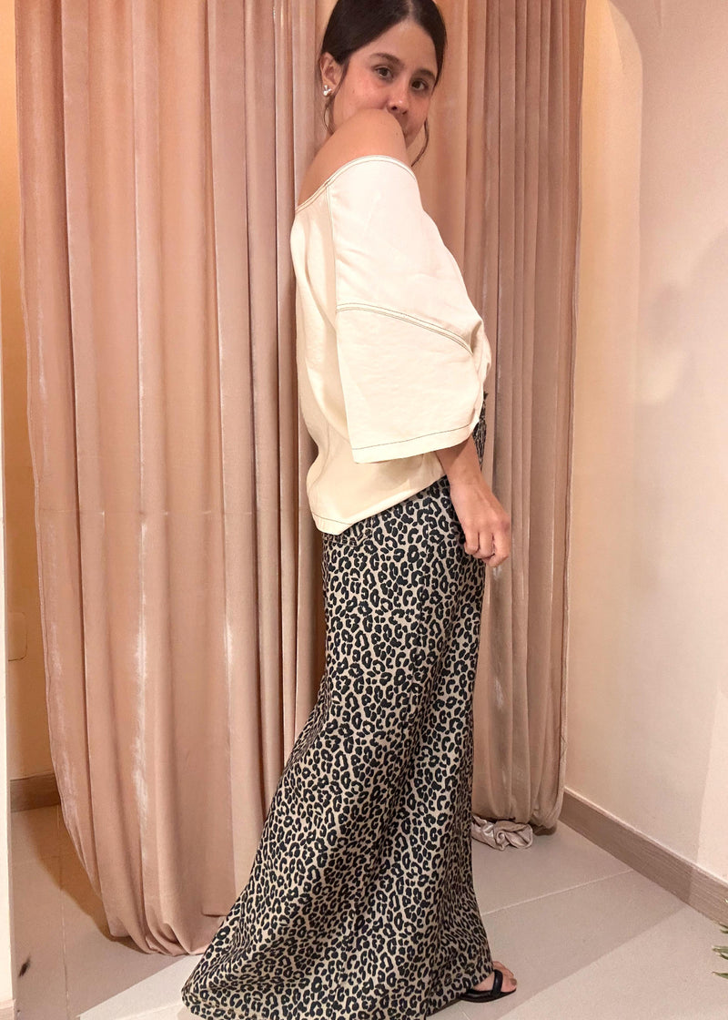 Pantalon indiana leopardo wide leg