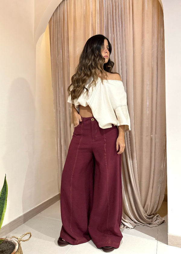 Pantalon indiana vino 