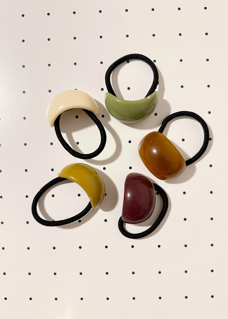 Stacked seed cuff hair ties 