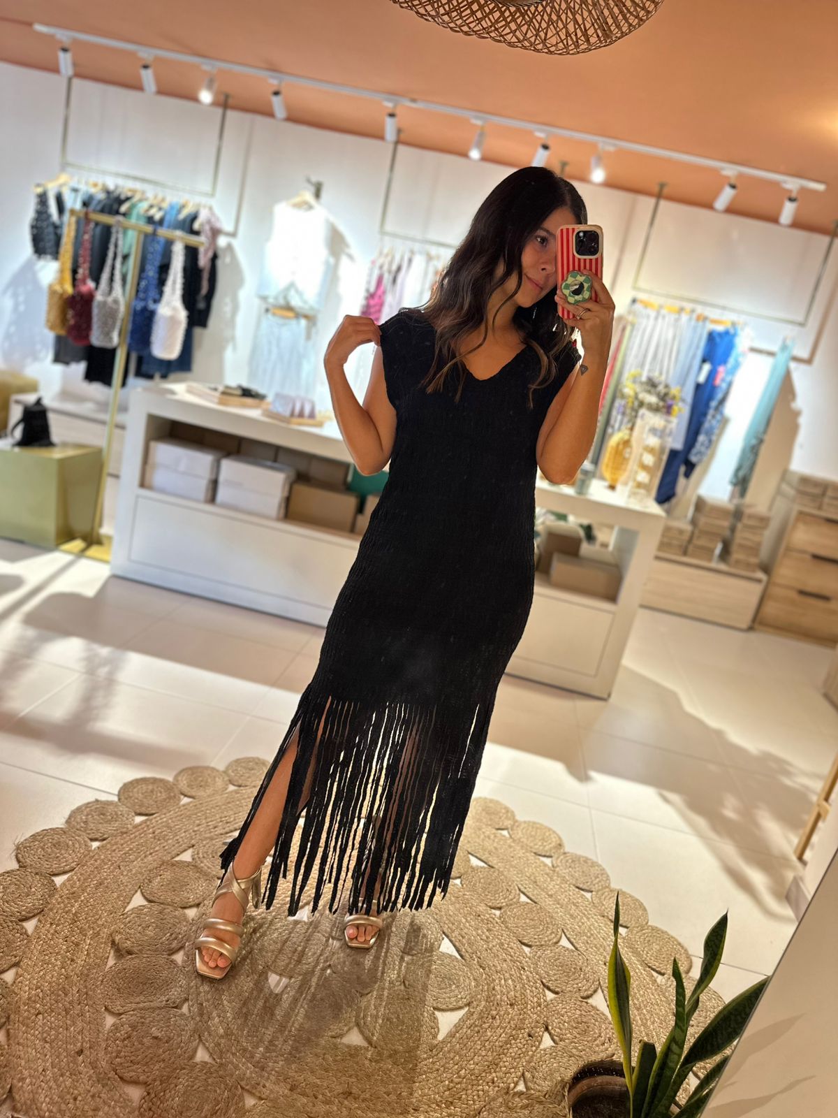Vestido Flecos Negro
