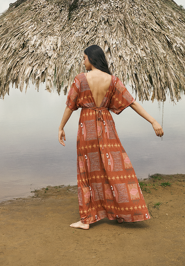 Vestido Senza terracota