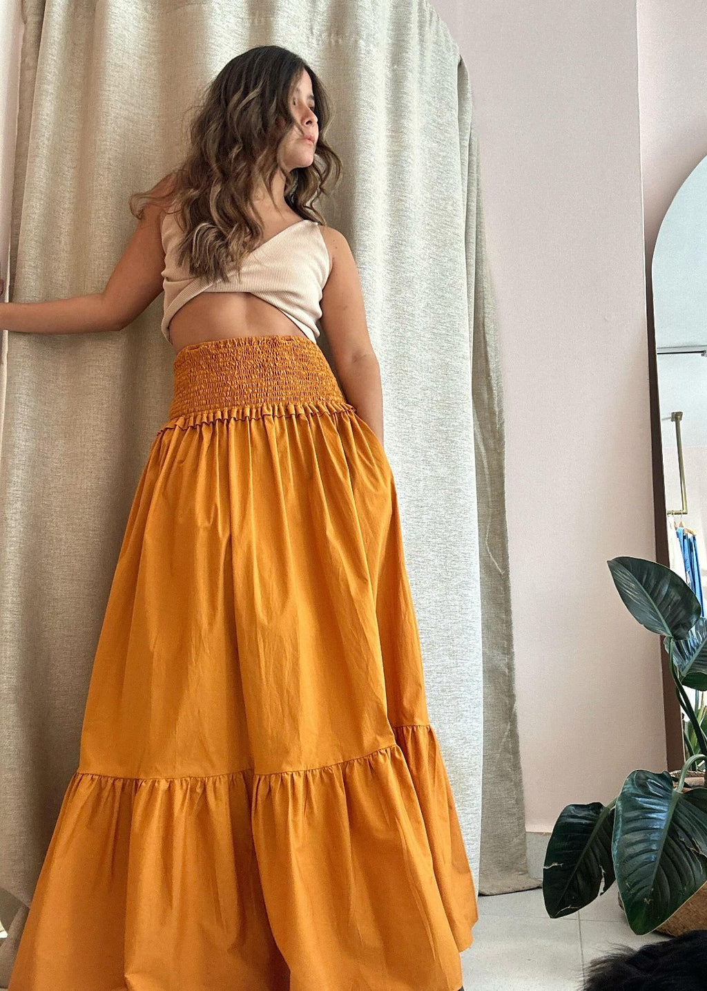 Vestido Positano Mostaza mood falda