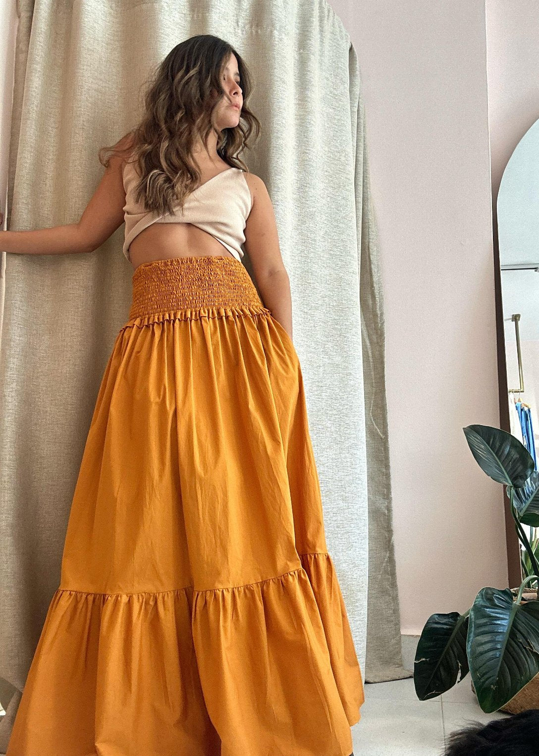 Vestido Positano Mostaza mood falda