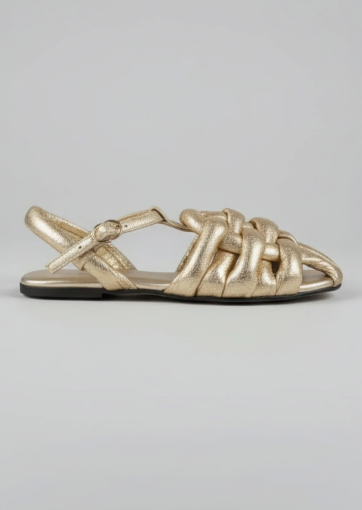 Sandalias Abullonadas Doradas